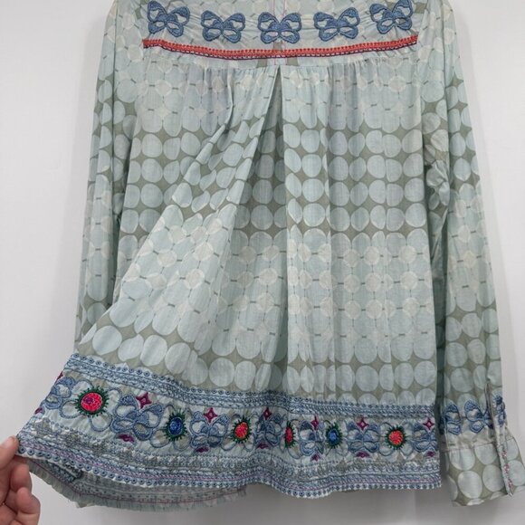 Johnny Was Workshop Embroidered Blouse woman’s size Medium Blue Boho Chic - Picture 11 of 14